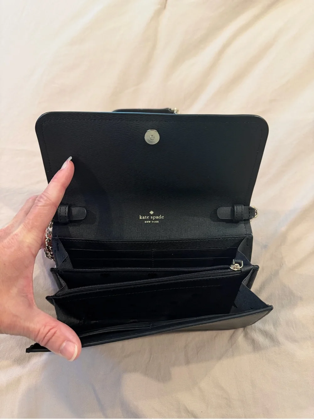 kate spade Black Pebbled Leather Chain Crossbody Bag